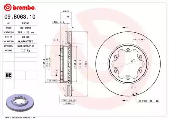 Тормозной диск 09B06310 BREMBO