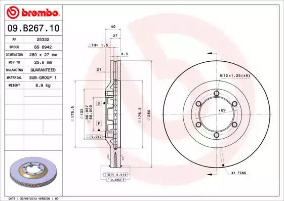 Гальмівний диск 09B26710 BREMBO