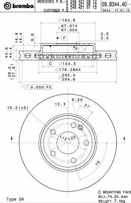 Гальмівний диск 09B34441 BREMBO