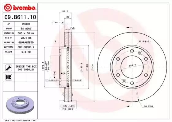 Гальмівний диск 09B61110 BREMBO