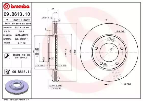 Гальмівний диск 09B61311 BREMBO