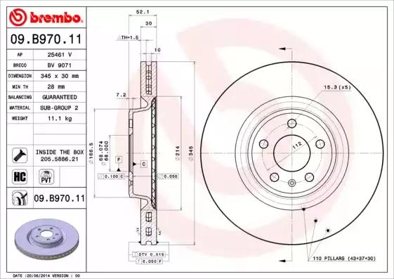 Гальмівний диск 09B97011 BREMBO