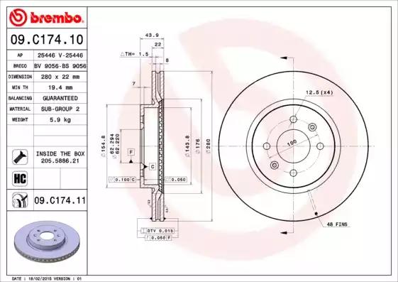 Тормозной диск brembo 09C17411 BREMBO