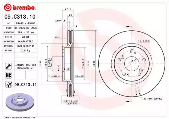 Гальмівний диск 09C31311 BREMBO