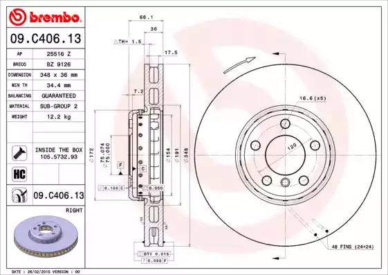 Гальмівний диск 09C40613 BREMBO