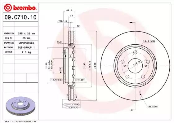 Tarcza ham przod 296x28 v 09C71011 BREMBO