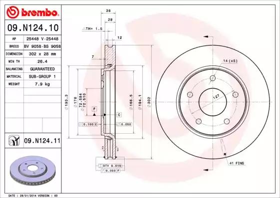 Тормозной диск 09N12411 BREMBO