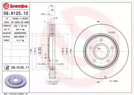 Тормозной диск 09N12511 BREMBO