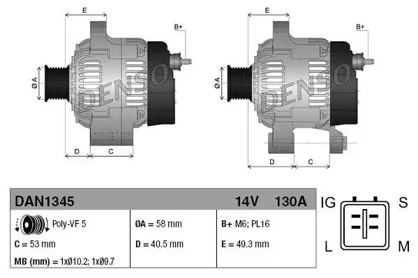 Alternator toyota DAN1345 DENSO