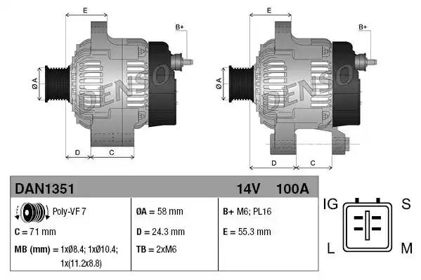 Alternator toyota DAN1351 DENSO
