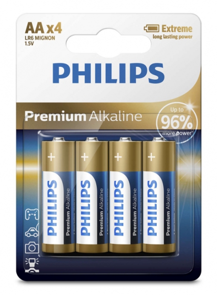 Bateria aa premium alkaline   b4 LR6M4B10 PHILIPS