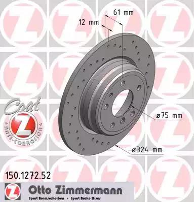 Гальмівний диск 150127252 ZIMMERMANN