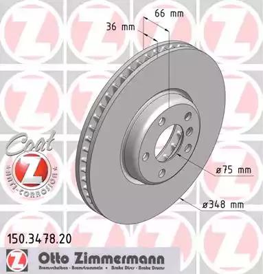 Диск гальмiвний coat z лівий 150347820 ZIMMERMANN