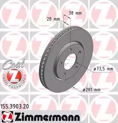 Тормозной диск 155390320 ZIMMERMANN