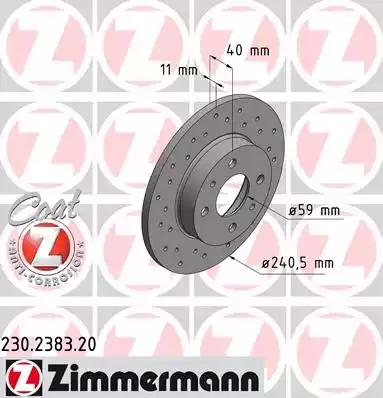 Тормозной диск 230238320 ZIMMERMANN