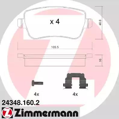 Комплект тормозных колодок дисковый тормоз 243481602 ZIMMERMANN