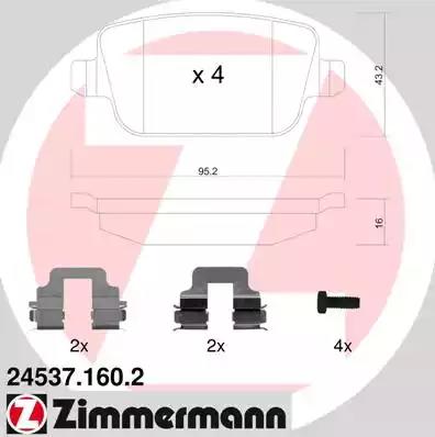 Комплект тормозных колодок дисковый тормоз 245371602 ZIMMERMANN