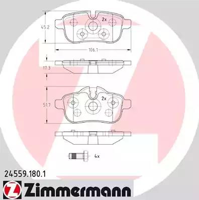 Комплект тормозных колодок дисковый тормоз 245591801 ZIMMERMANN