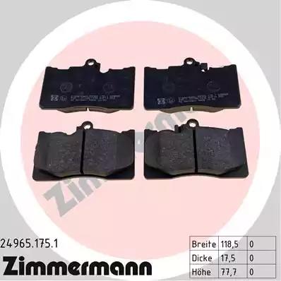 Колодки гальмівні дискові к-кт 249651751 ZIMMERMANN