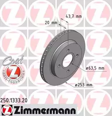 Тормозной диск 250133320 ZIMMERMANN