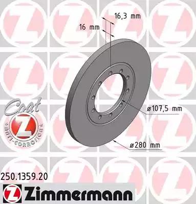 Тормозной диск 250135920 ZIMMERMANN