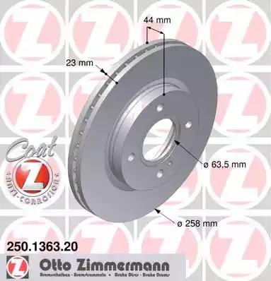 Диск гальмівний 250136320 ZIMMERMANN