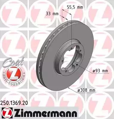 Тормозной диск 250136920 ZIMMERMANN