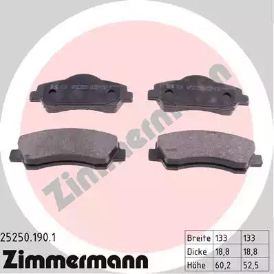 Колодки гальмівні дискові 252501901 ZIMMERMANN