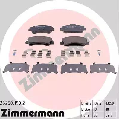Комплект тормозных колодок дисковый тормоз 252501902 ZIMMERMANN