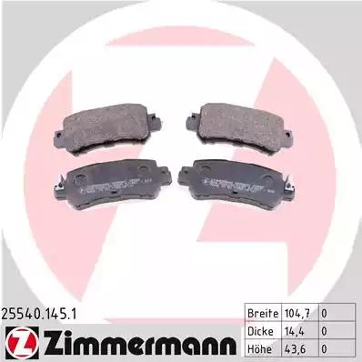 Колодки гальмівні дискові к-кт зад 255401451 ZIMMERMANN