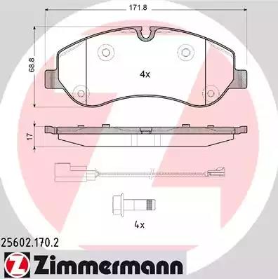 Комплект тормозных колодок дисковый тормоз 256021702 ZIMMERMANN