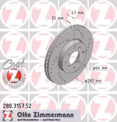 Тормозной диск 280315752 ZIMMERMANN