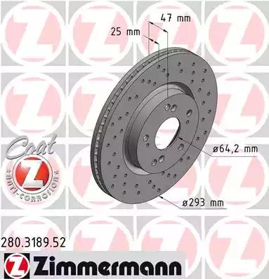 Гальмівний диск 280318952 ZIMMERMANN