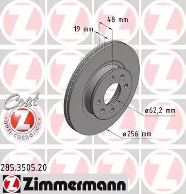 Тормозной диск 285350520 ZIMMERMANN