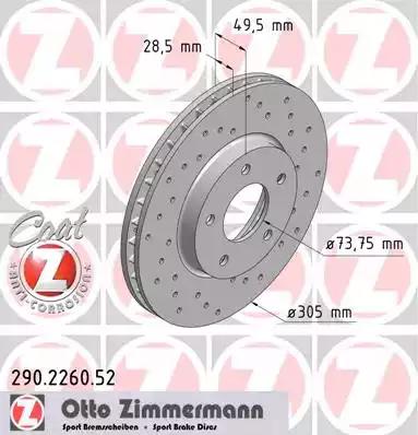 Тормозной диск 290226052 ZIMMERMANN