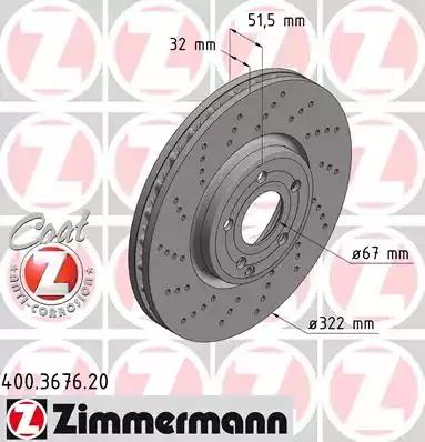 Диск гальмівний 400367620 ZIMMERMANN