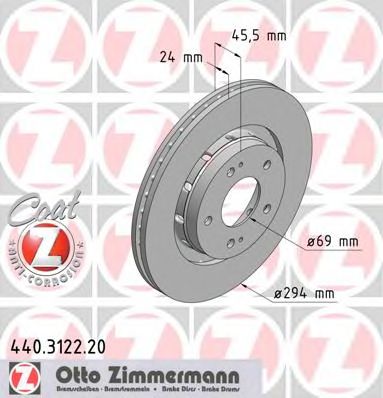 Диск гальмівний coat z 440312220 ZIMMERMANN