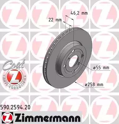 Гальмівний диск 590259420 ZIMMERMANN