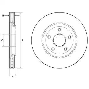 Delphi fiat диск гальм. передн. freemont 11- BG4759C DELPHI