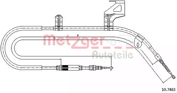 Тросовий привод, стоянкове гальмо 107483 METZGER