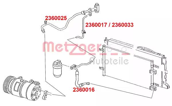 Трубопровід високого/низького тиску, кондиціонер... 2360033 METZGER
